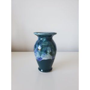 Handmade Teal / Blue / White Ceramic Bud Vase
